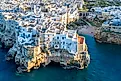 Polignano a Mare Town drone view in Italy