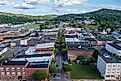 Aerial View Looking Down Main Street Towards the Mountains in Galax Virginia
