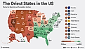 infographic showing the US state by dryness