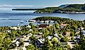 Aerial view of City of Tadoussac, Quebec, Canada.