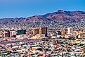 El Paso, Texas, downtown city skyline at twilight. 