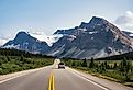 Scenic views on Icefields Parkway between Banff National Park and Jasper in Alberta, Canada.