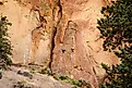 Mountain climbers climbing a wall at Smith Rock State Park, Oregon. 
