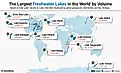 infographic showing the 10 largest freshwater lakes in the world