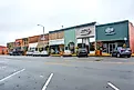 Historic storefronts in downtown Hohenwald, Tennessee.