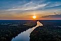 Aerial view of the James River at dusk. Image credit Francisco Sebastian Gb via Shutterstock.