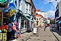 Tenby, Pembrokeshire, Wales: The view of St George's Street taken from just inside the Arches gateway.