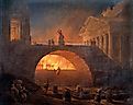 Painting depicting the Great Fire in Rome by Hubert Robert.