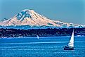 A view of Mount Rainier from Puget Sound.