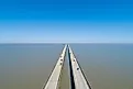 Aerial Drone Photography of the Lake Pontchartrain Causeway.