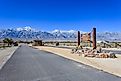 A view of Mount Williamson in the Sierra Nevada, seen from the site of the Manzanar War Relocation Center in California.