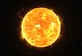 Bright Sun against dark starry sky in Solar System (elements of this image furnished by NASA).