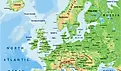 A map showing England's location within Europe.