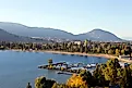 Aerial view of Penticton River in Penticton, British Columbia, Canada.