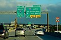 The view of the traffic on Interstate 95 splits towards Miami, Fort Lauderdale and West Palm Beach