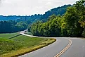 Baker Bluff Overlook Natchez Trace Parkway Mississippi MS  also known as the "Old Natchez Trace", iwhich extends roughly 440 miles from Nashville, Tennessee, to Natchez, Mississippi. Created 07.06.23. Editorial Photo Credit: Dennis MacDonald via Shutterst