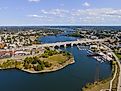 Washington Bridge between the City of Providence and East Providence on Seekonk River in Rhode Island. 