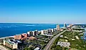 Aerial view of the coast along Orange Beach in Alabama.