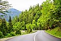 Road through the Adirondack Mountains in New York.