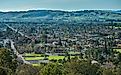 The City Center of Sonoma, California, unfolds into the Hills as seen from the Sonoma Overlook Trail.