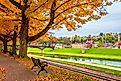 Historical Galena Town river front view at Autumn in Illinois