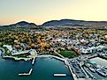 Aerial view of Bar Harbor, Maine.