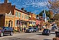 Autumn colors and decor welcome tourists visiting the historical town of Jonesborough, Tennessee. Editorial credit: Dee Browning / Shutterstock.com