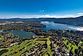 Aerial view of lakes and golf course in Hayden, Idaho.