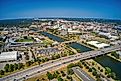 Aerial view of the population center of Wichita, Kansas.