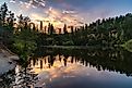 Reflections on Hirschman Pond on Hirschman Trail in Nevada City, California.