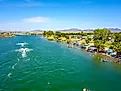jet skis with blue sky at Queshan Park in Blythe, California