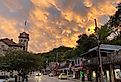A beautiful sky over Main Street in downtown Eureka Springs. Image credit EurekaSpringsAR via Creative Commons