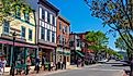 Sherman's Book Store and Stadium restaurant at 58 Main Street in historic town center of Bar Harbor, Maine ME, USA. Editorial credit: Wangkun Jia / Shutterstock.com