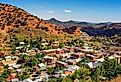 Town of Bisbee with surrounding Mule Mountains in Arizona.