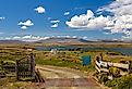 Entrance to town of Darwin, Falkland Islands.