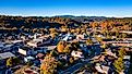 Aerial view of Ellijay, Georgia, in fall.