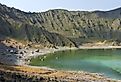 Green waters at the crater lake at El Chichón in Chiapas, Mexico.