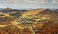 From the top of Sugar Mountain looking at Tyne Castle in Banner Elk, North Carolina, Blue Ridge Mountains.
