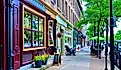 Street view at Skaneateles, a charming lakeside hideaway oozes small-town life. Editorial credit: PQK / Shutterstock.com