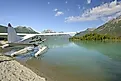 Float Plane on Crescent Lake in Lake Clark National Park in Alaska. 