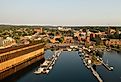 View of cityscape of Marquette, Michigan from Lake Superior.