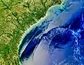 Surface roughness associated with the Gulf Stream off Georgia.  Elements of this image furnished by NASA.