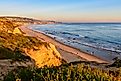 A panoramic view of Crystal Cove State Park beach in Orange County