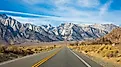 Empty Road leading to Mount Whitney near Lone Pine, California
