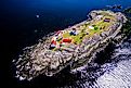 Aerial image of Entrance Island Lighthouse, BC, Canada. 