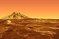 A 3D rendering of the surface of Venus. 