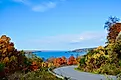 Fantastic lakeshore scenery in autumn season. Overlooking Cayuga Lake, the longest of central New York's glacial Finger Lakes, and the second largest in surface area and volume.