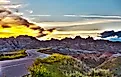 Famous Badlands Loop Road in Badlands National Park, South Dakota. 