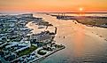 Aerial view of Port Aransas, Texas.