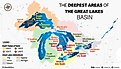 infopgraphic showing the deepest areas of the great lakes basin